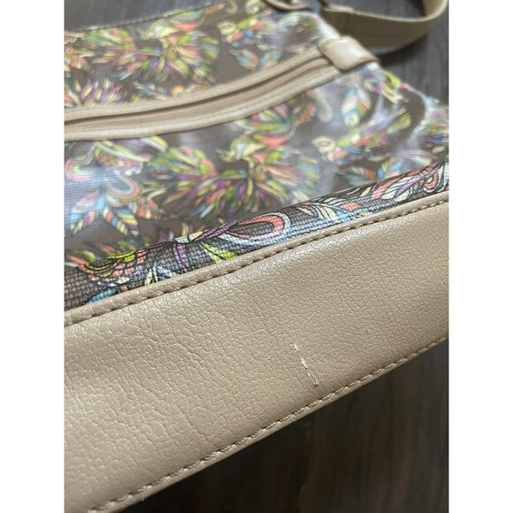 SakRoots Multicolor Bird Floral Crossbody Bag Purse Tan Adjustable Strap Brown - Picture 8 of 16